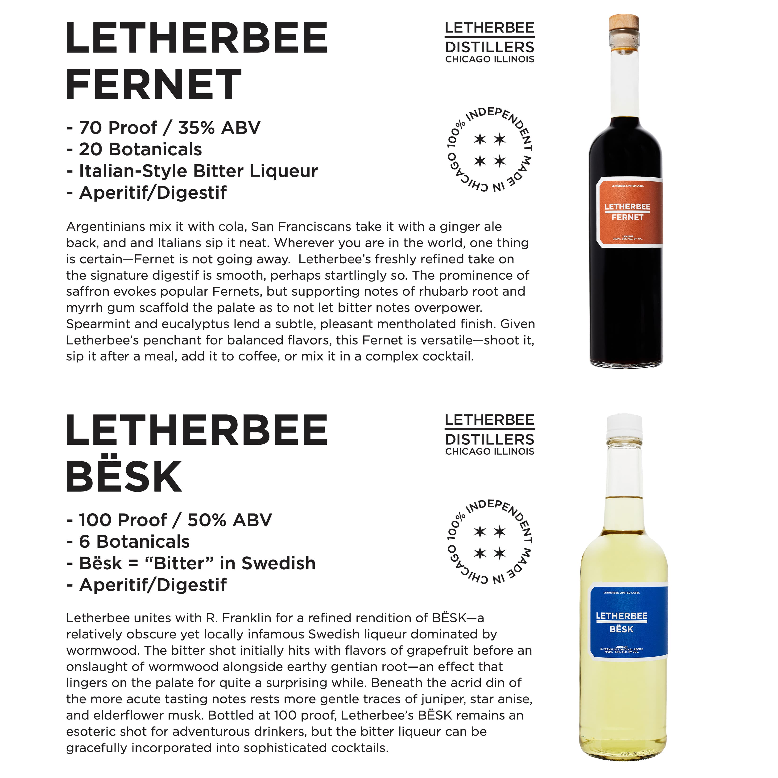 Letherbee Fernet and Bësk Shelf Talkers